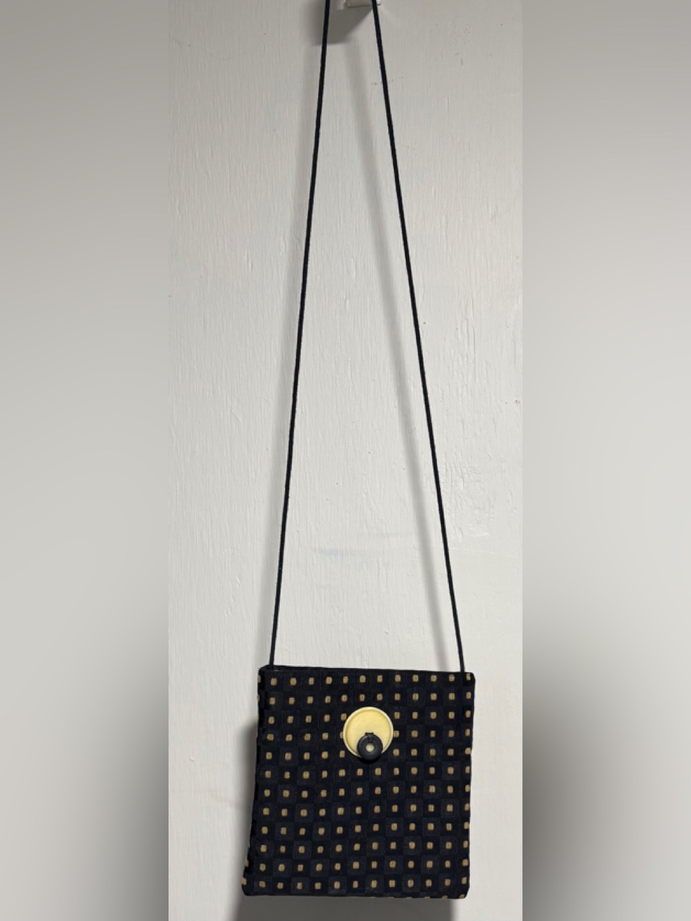 Black and Gold Checkered Cross-body Bag